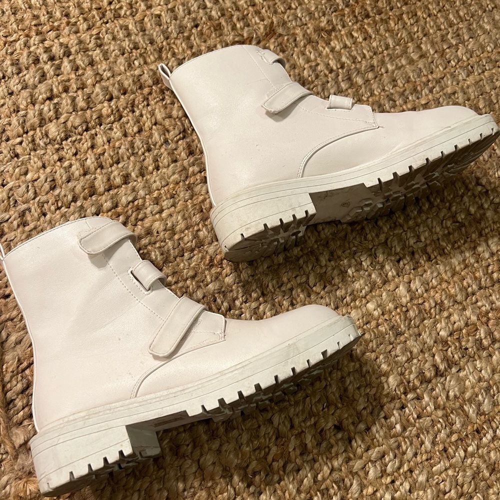High Top White Combat Boots